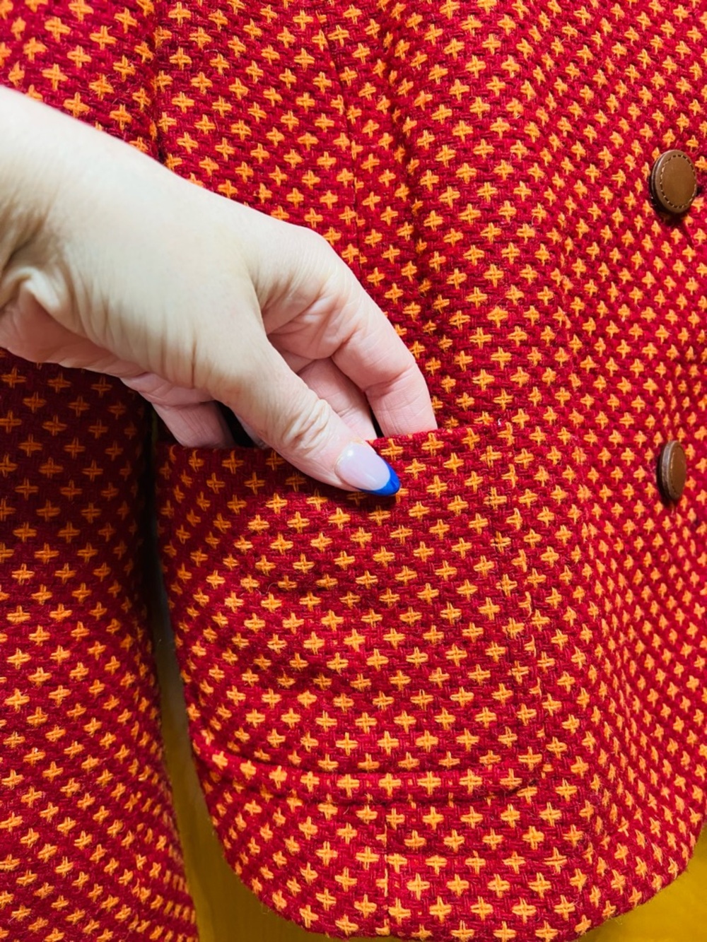 French Connection Red Patterned Button-Up Jacket - Picture 6 of 9